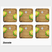 Gele rozen Etiket Houtenboom Bark en Logo (Vel)