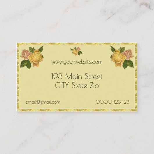   gele rozen Feminine Floral Visitekaartje (Achterkant)