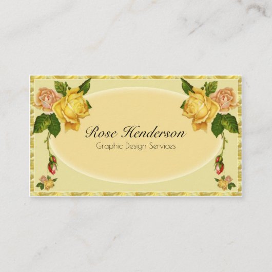   gele rozen Feminine Floral Visitekaartje (Voorkant)