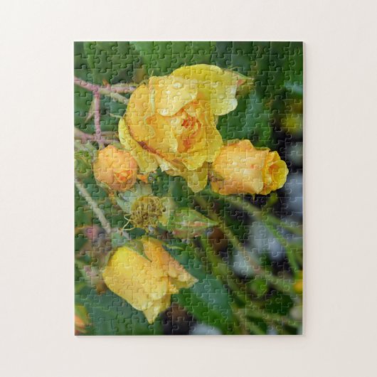 Gele rozen florale printpuzzel voor de lente legpuzzel (Verticaal)