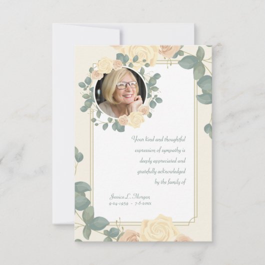 Gele rozen Foto Sympathie Hartelijk dank Kaart (Voorkant)