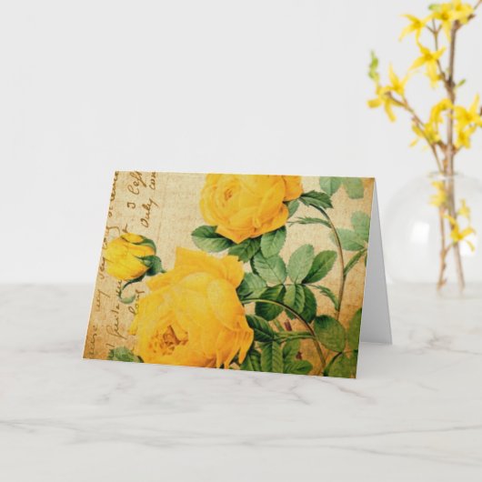 gele rozen, geboortedag kaart (Gele Bloem)