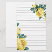 Gele rozen, gelaagd briefpapier (Voorkant / Achterkant)