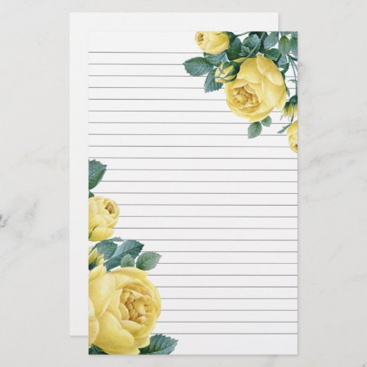 Gele rozen, gelaagd briefpapier (Voorkant / Achterkant)