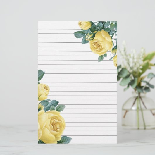 Gele rozen, gelaagd briefpapier (Staand voorkant)