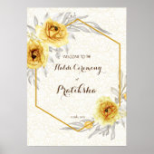 Gele rozen geometrisch gepersonaliseerd Haldi-welk Poster (Voorkant)