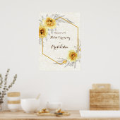 Gele rozen geometrisch gepersonaliseerd Haldi-welk Poster (Keuken)