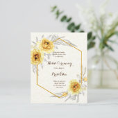 Gele rozen geometrische begroting Haldi Uitnodigin (Staand voorkant)