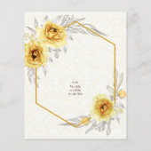 Gele rozen geometrische begroting Haldi Uitnodigin (Achterkant)
