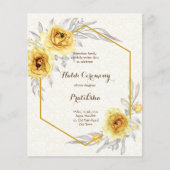 Gele rozen geometrische begroting Haldi Uitnodigin (Voorkant)
