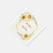 Gele rozen geometrische gepersonaliseerde naam bru servet (Hoek)