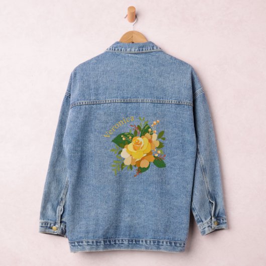 Gele rozen, gepersonaliseerd denim jacket (Hangar)