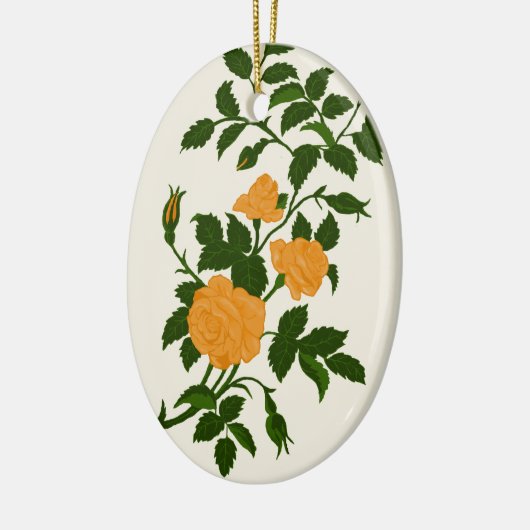 Gele rozen, gepersonaliseerd terug keramisch ornament (Links)