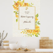 Gele rozen, gepersonaliseerde naam Haldi-welkomstt Poster (Keuken)