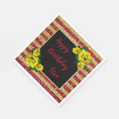 Gele rozen gouden glitter stripes servet (Hoek)