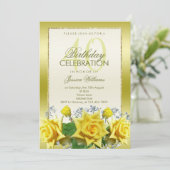 Gele Rozen & Gouden Glitters 40ste verjaardag Kaart (Staand voorkant)