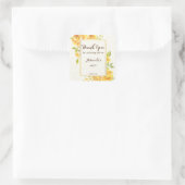 Gele rozen gouden lijst Haldi gepersonaliseerd voo Vierkante Sticker (Tas)