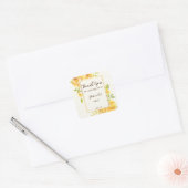 Gele rozen gouden lijst Haldi gepersonaliseerd voo Vierkante Sticker (Envelop)