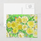 Gele rozen, groene bladeren Roos tuinkunst Briefkaart (Voorkant / Achterkant)
