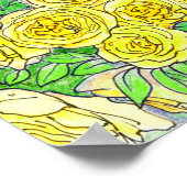 Gele rozen, groene bladeren Roos tuinkunst Poster (Hoek)