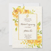 Gele rozen Haldi Pithi ceremonie Uitnodiging (Voorkant)