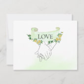 *~* Gele Rozen Hand in Hand Trouw RSVP (Achterkant)