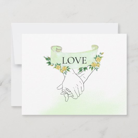 *~* Gele Rozen Hand in Hand Trouw RSVP (Achterkant)