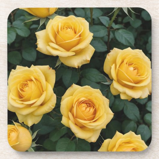 Gele rozen harde plastic onderzetters (Voorkant)