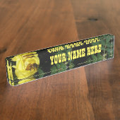 Gele rozen honingbijen naambordje (Zijkant)