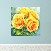 🌼 Gele Rozen Huisaccent 🌼 Canvas Afdruk (Insitu (Houten vloer))