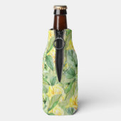 Gele rozen in bladeren flesjeskoeler (Fles Achterkant)