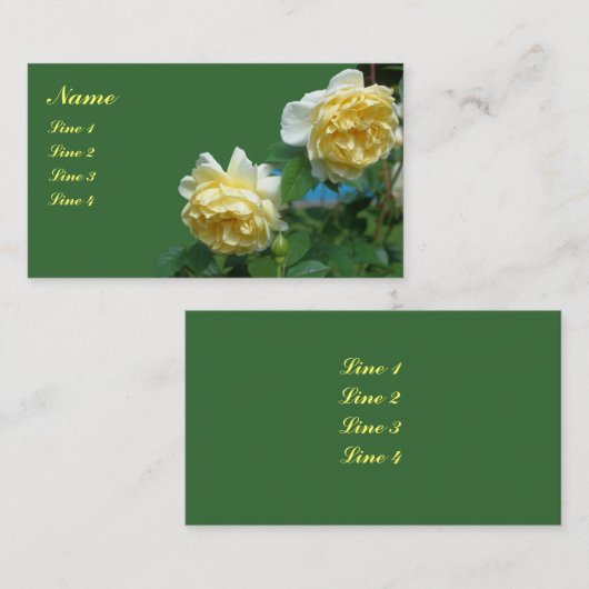 Gele rozen in bloeiend Visitekaartje (Voorkant / Achterkant)