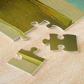 Gele Rozen in een Blauwe Vaas Boho Art Legpuzzel (Zijkant)