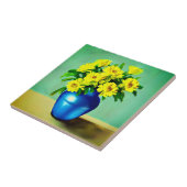 Gele Rozen in een Blauwe Vaas Boho Art Tegeltje (Zijkant)