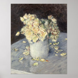 Gele rozen in een vaas door Caillebott Impressioni Poster