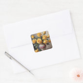 Gele rozen in vaas vierkante sticker (Envelop)