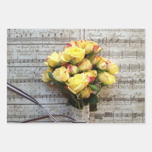 Gele rozen inpakpapier vel (Voorkant 2)