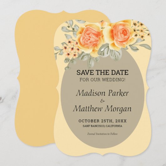 Gele rozen kaart (Voorkant / Achterkant)