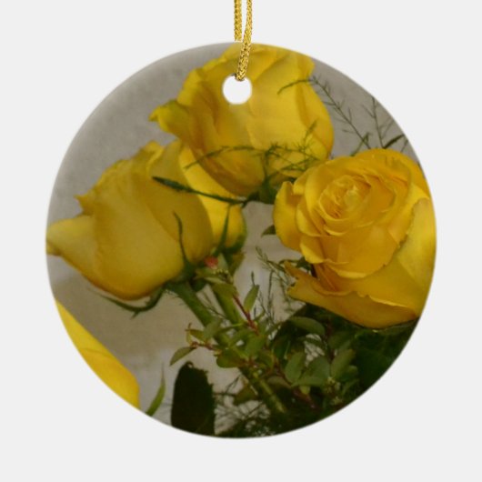 Gele rozen keramisch ornament (Voorkant)