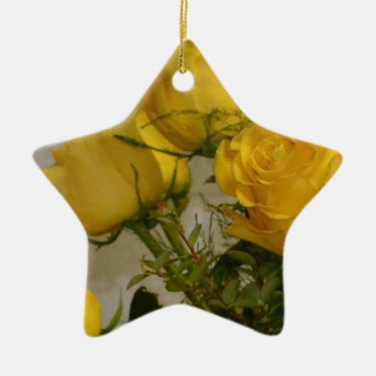 Gele rozen keramisch ornament (Voorkant)