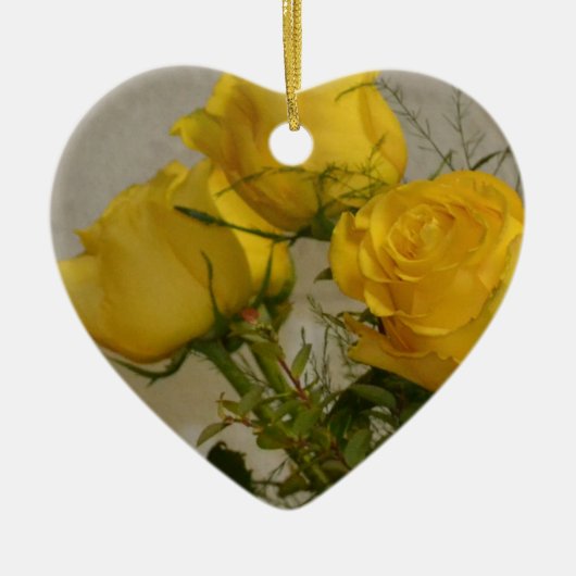 Gele rozen keramisch ornament (Voorkant)