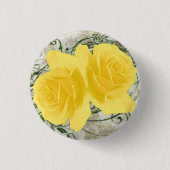 Gele Rozen Knop Ronde Button 3,2 Cm (Voorkant)
