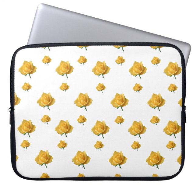 Gele rozen laptop sleeve (Voorkant)
