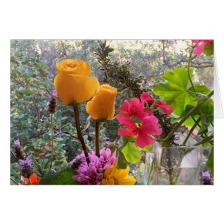 Gele rozen & Lavendar Sprigs-KAART