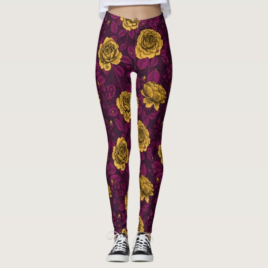 Gele rozen leggings (Voorkant)