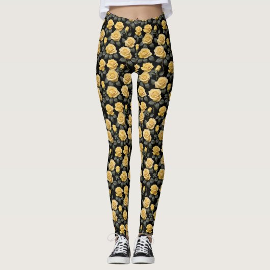 Gele Rozen Leggings (Voorkant)
