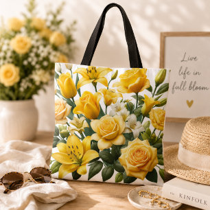 Gele Rozen lelies Tote Bag