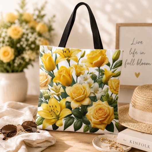 Gele Rozen lelies Tote Bag
