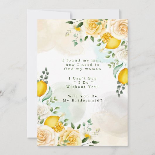 Gele rozen Lemons worden mijn Bridesmaid Kaart (Voorkant)
