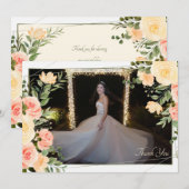 Gele rozen lijst bedank foto kaart (Voorkant / Achterkant)